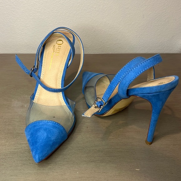 Pop of Color Blue Suede Heels - Picture 2 of 5